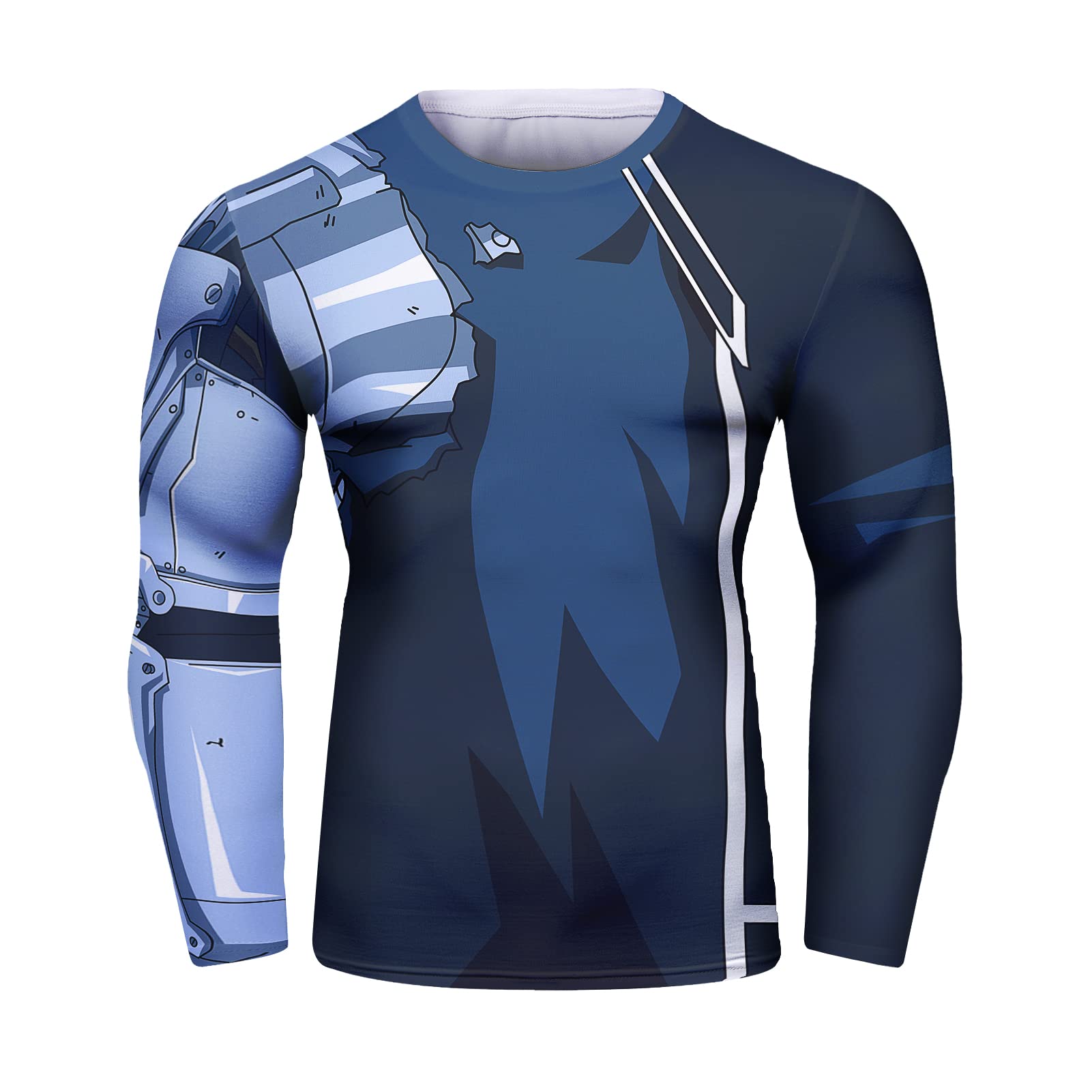 CosFitnessFMA Fullmetal Alchemist Shirt, Funny Cosplay Gym Anime Edward Elric 3D Muscle Compression Top for Men, Lite Series