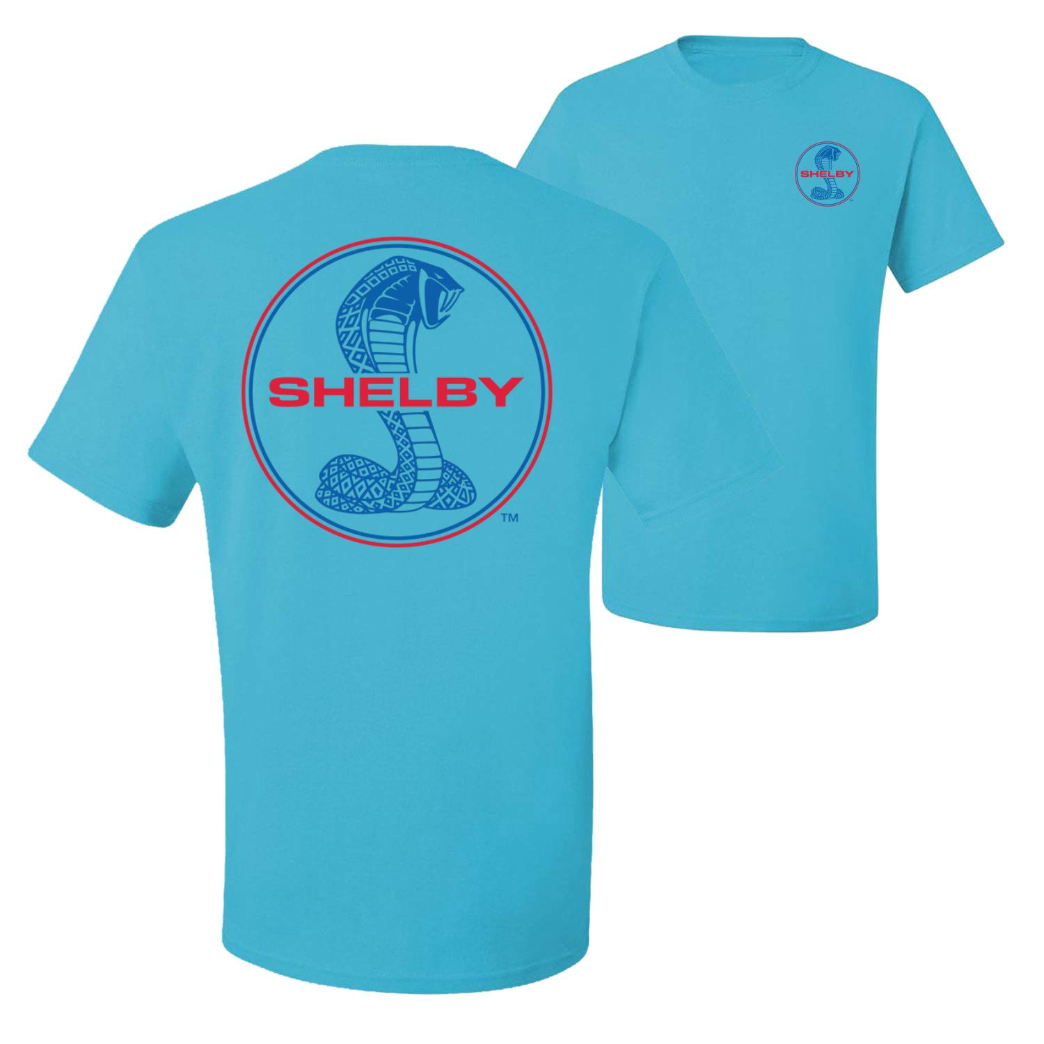 Shelby Cobra USA Logo Emblem Powered by Ford Motors Cars and Trucks Front and Back Men's Graphic T-Shirt
