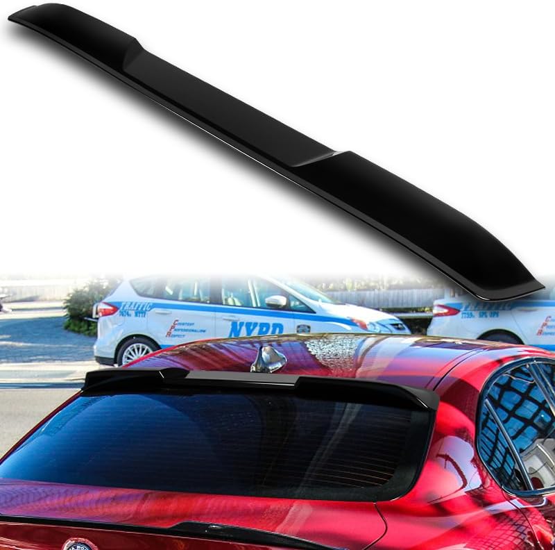 W-Power ABS Plastic Rear Window Roof Spoiler Lip Spiltter, Rain Guard, Window Protector, Compatible with 2017-2023 Alfa Romeo Giulia, Automotive Exterior Replacement (Carbon Painted)