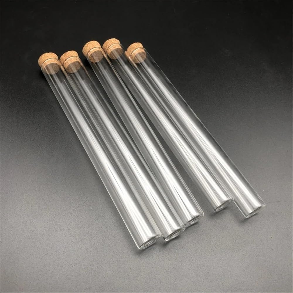 Szklane probówki z korkowymi zatyczkami ， Szklane probówki z płaskim dnem i korkami 18 x 150 mm, 29 ml, opakowanie 20 szt