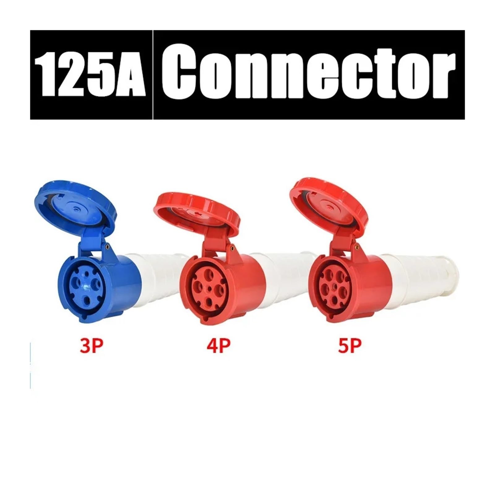Prise et prise industrielles, connecteur étanche, 3 broches, 4, 5, 16A/32A, IP44, connexion électrique, murale(125A Connector,20 Pcs,4 Pin)