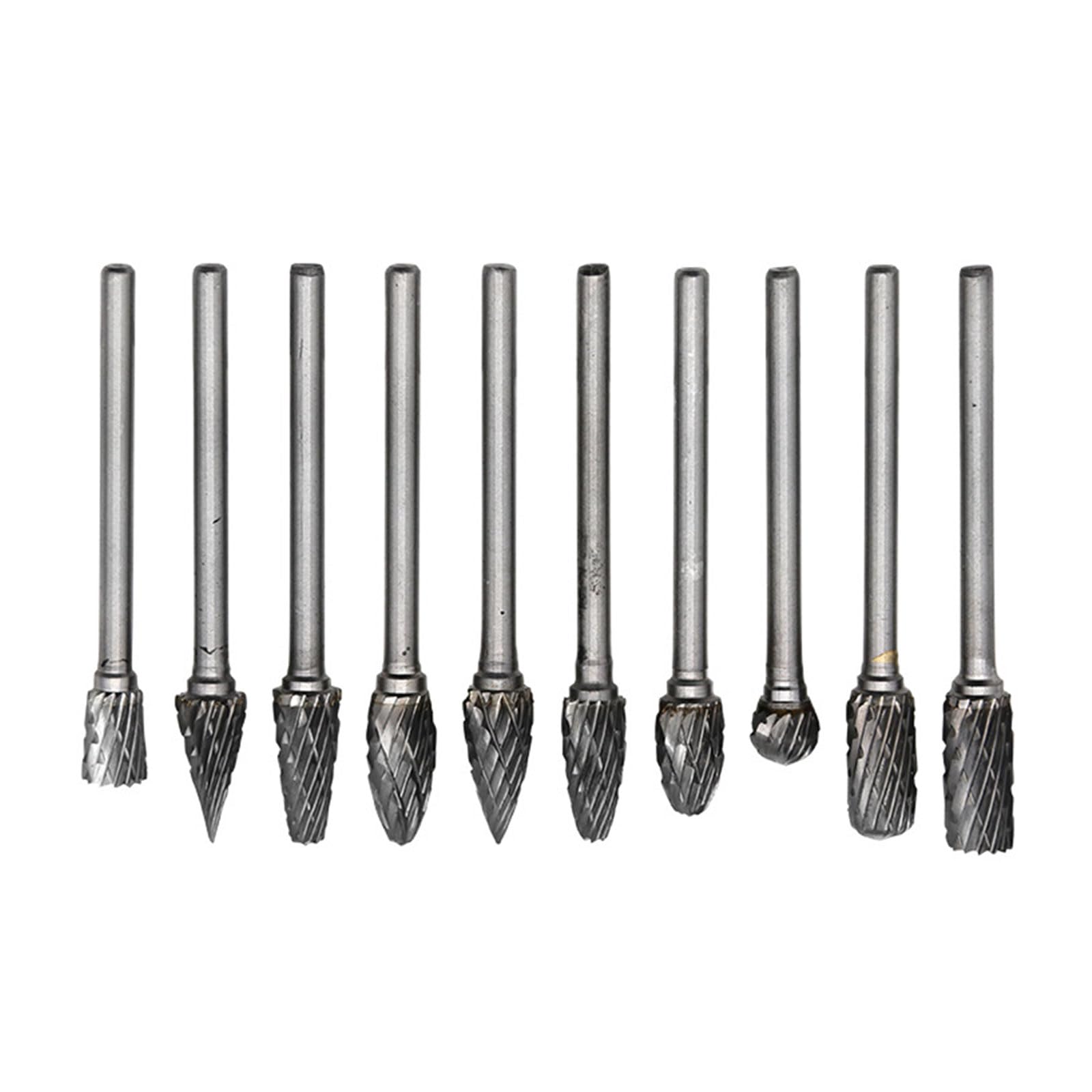 10Pieces Double Grooves Alloy Steel Rotary Burrs Grinding Head for Enhances Cutting Efficiency in Metal and Woodwork Metalworking Tool