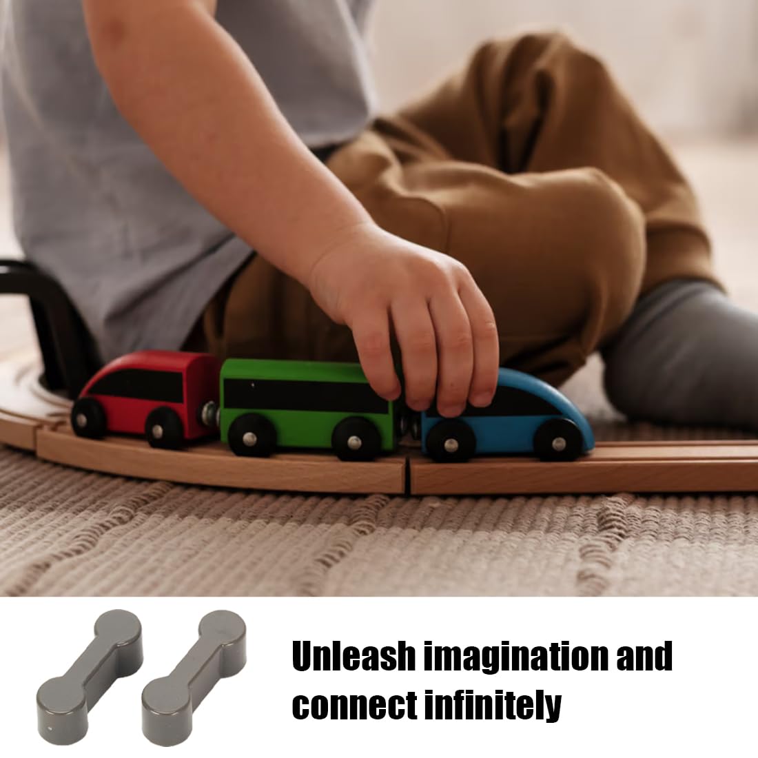 Mineup Holzeisenbahn Adapter 28 Stück - Schienenverbinder Für Kinder 3-6 Jahre