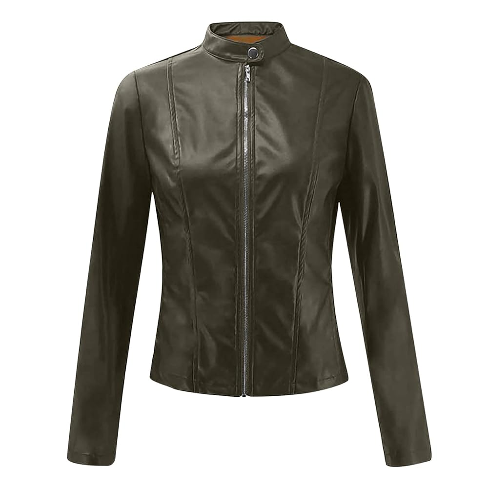 Amazon.com: 5665 Leather Jacket Women Sexy Motorcycle Zip up