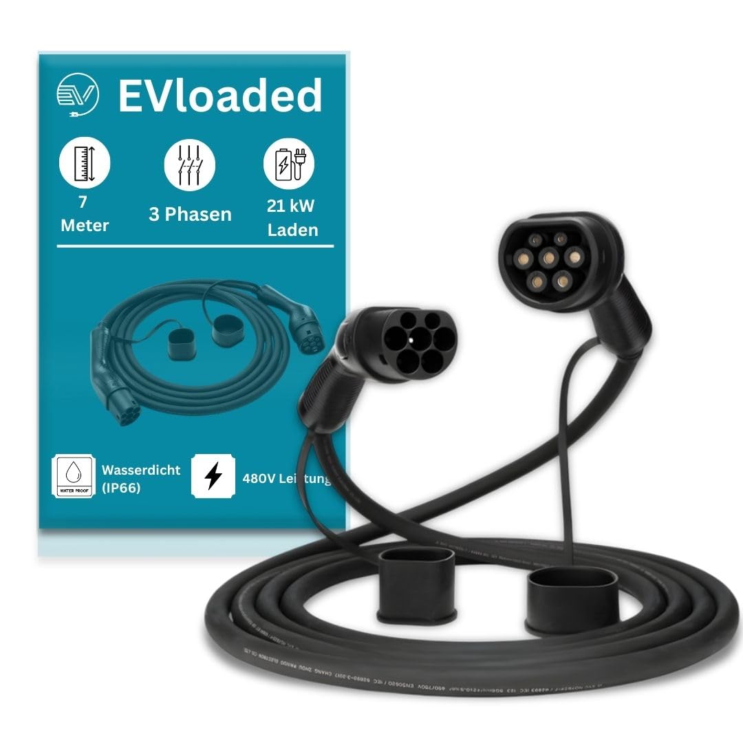 Kabel ładujący EV typu 2 32A 3-fazowy ~ 21 kW 7 m - IEC62196 EV przenośny kabel do ładowania