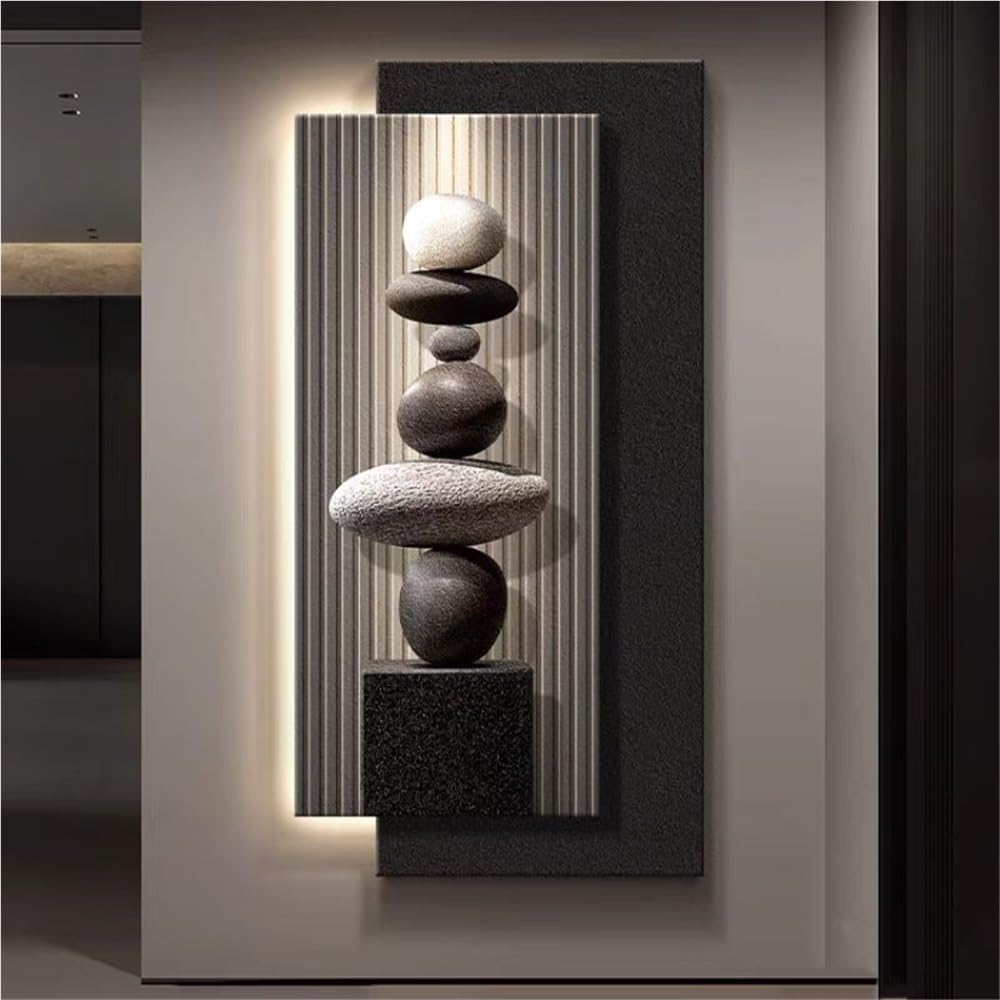 SYLUOQP 3D Wall Art Decor with Led Light, 3D Vision Wall Painting, Stylish Wall Sculpture Painting Decoration, Plug-in Power Supply Landscape Wall Sculptures for Living Room, Bedroom,C,80 * 40cm