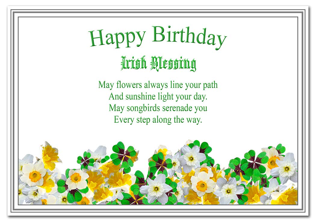 Irish Birthday Cards - Happy Birthday Greetings - Special Wishes - Unusual Ireland Themed - Blank Inside To Write Own Message – Creative Funny Blessing Theme