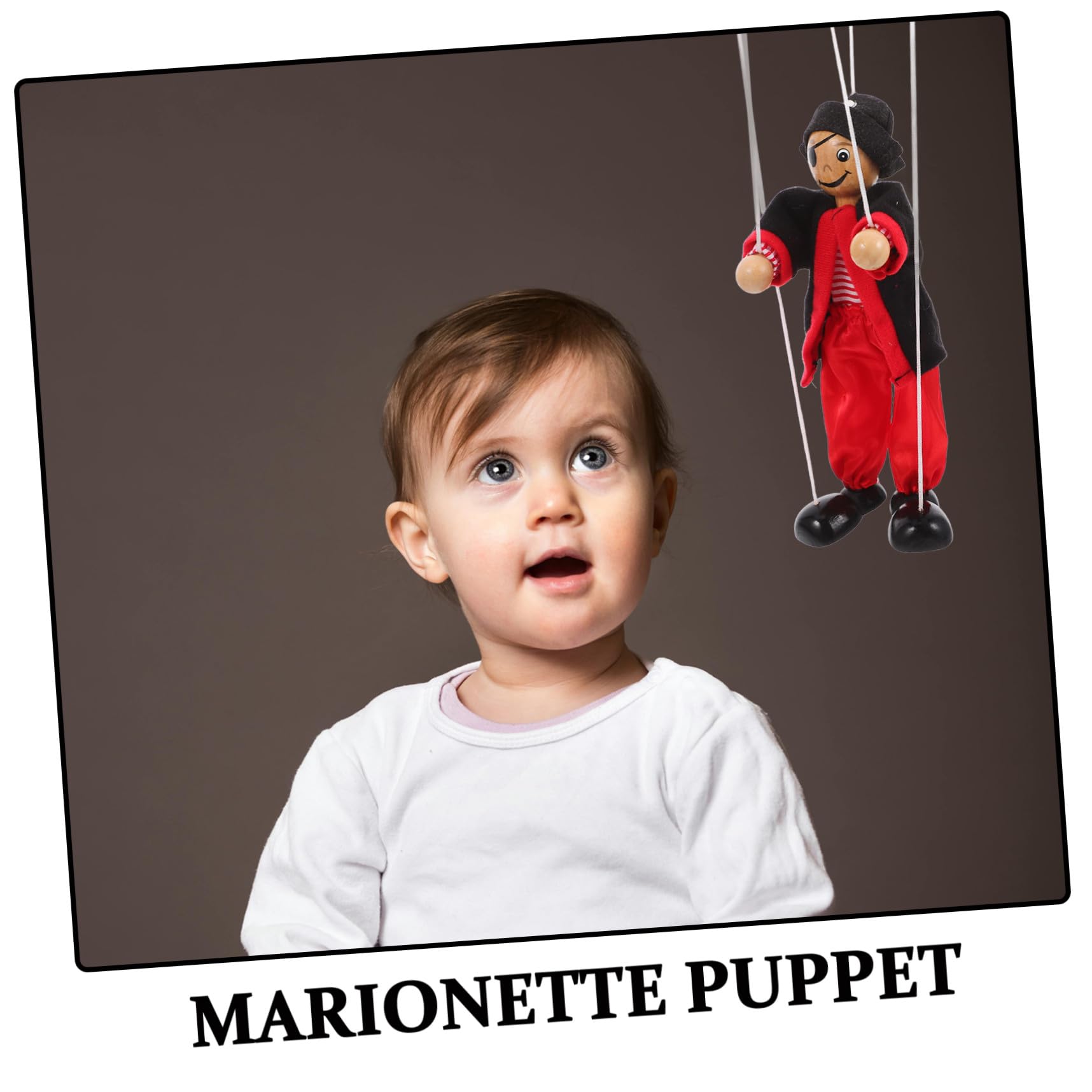 Marionnette À Fils Pirate en Bois 9.25In Jouet Interactif Parent-Enfant Théâtre Marionnettes Décoration Pirate Amusante