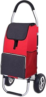 Carrito plegable con bolsa impermeable, carrito de compras ligero con ruedas todoterreno, ideal para acampar y ir de compras, color rojo