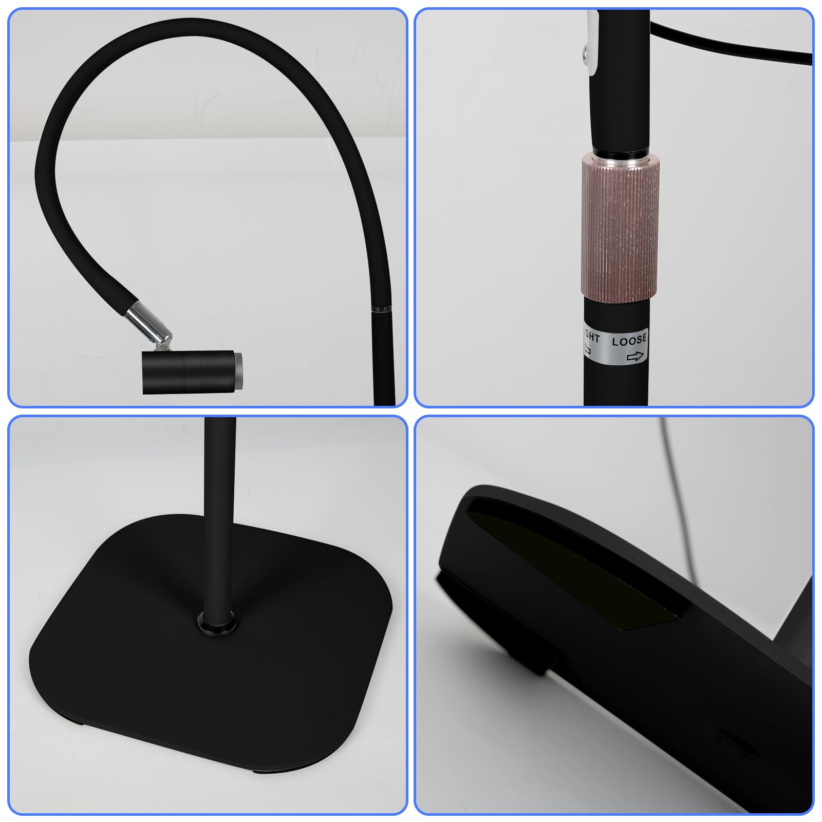 Lampa UV do rzęs, 6 W, lampa UV do rzęs z włącznikiem nożnym, okulary ochronne, lampa UV Lash z regulacją rozmiaru punktowego, elastyczna szyja 360°, światło UV do utwardzania paznokci żelowych i