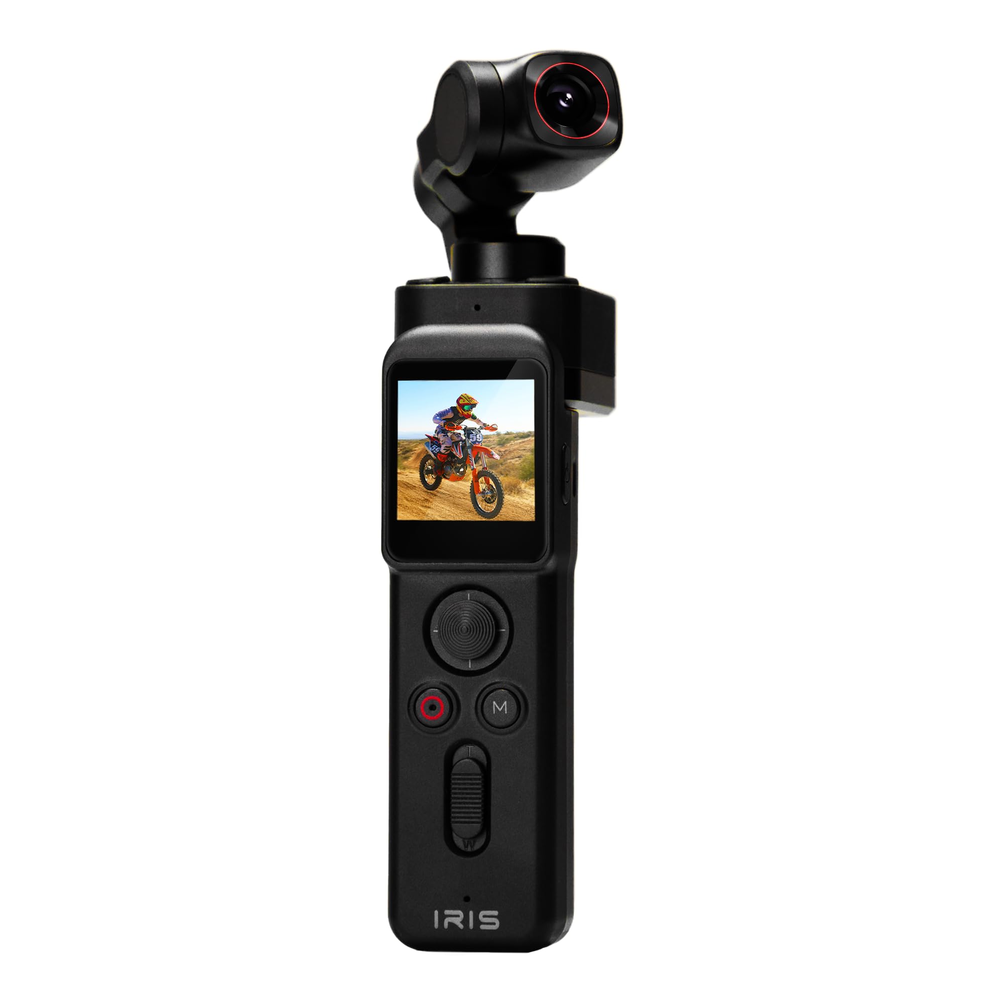 IZI IRIS Pocket 4K Video Camera 1/1.3" CMOS, 3-Axis Gimbal Stabilizer, Detachable Dual Display, 160mins Battery, 512GB Support, AI Tracking, Handheld Vlogging Camera, Photography, YouTube, Instagram