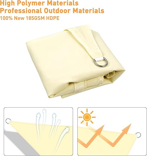 Miniatura 4 de Corpower Sombra solar triangular de 10 x 10 x 10 pies para exteriores, jardín, patio, jardín, instalaciones y actividades al aire libre (crema)