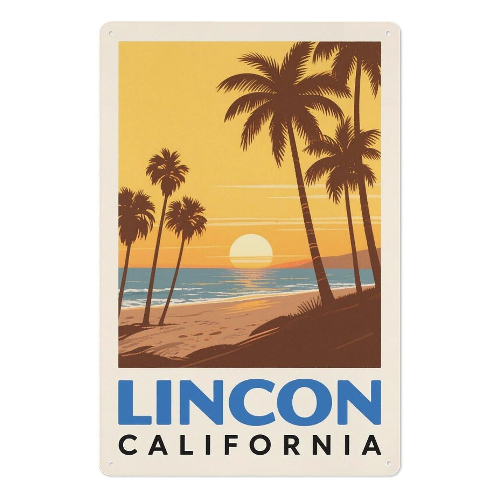 California Retro Design Tin Painting Vintage Tin Sign 08x12inch(20x30cm) Wall Art for Home Office Bedroom Living Room Cafes Wall Decor