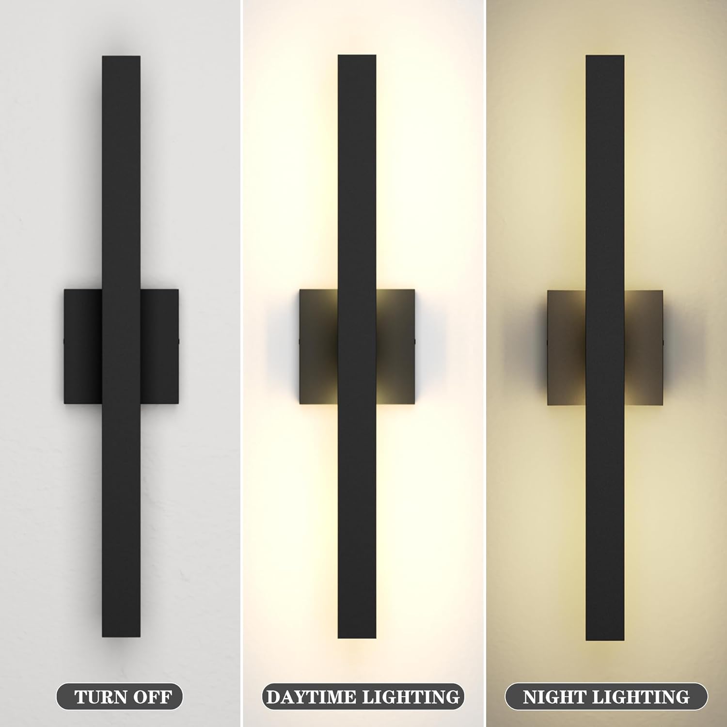 LamQee 23.6 Inch Aluminum Long Outdoor Modern LED Wall Light 3000K 1300LM, Slim Linear Exterior Lighting Fixtures Wall Mount, Waterproof Black Outside Sconce for House Porch Patio Garage Door Yard