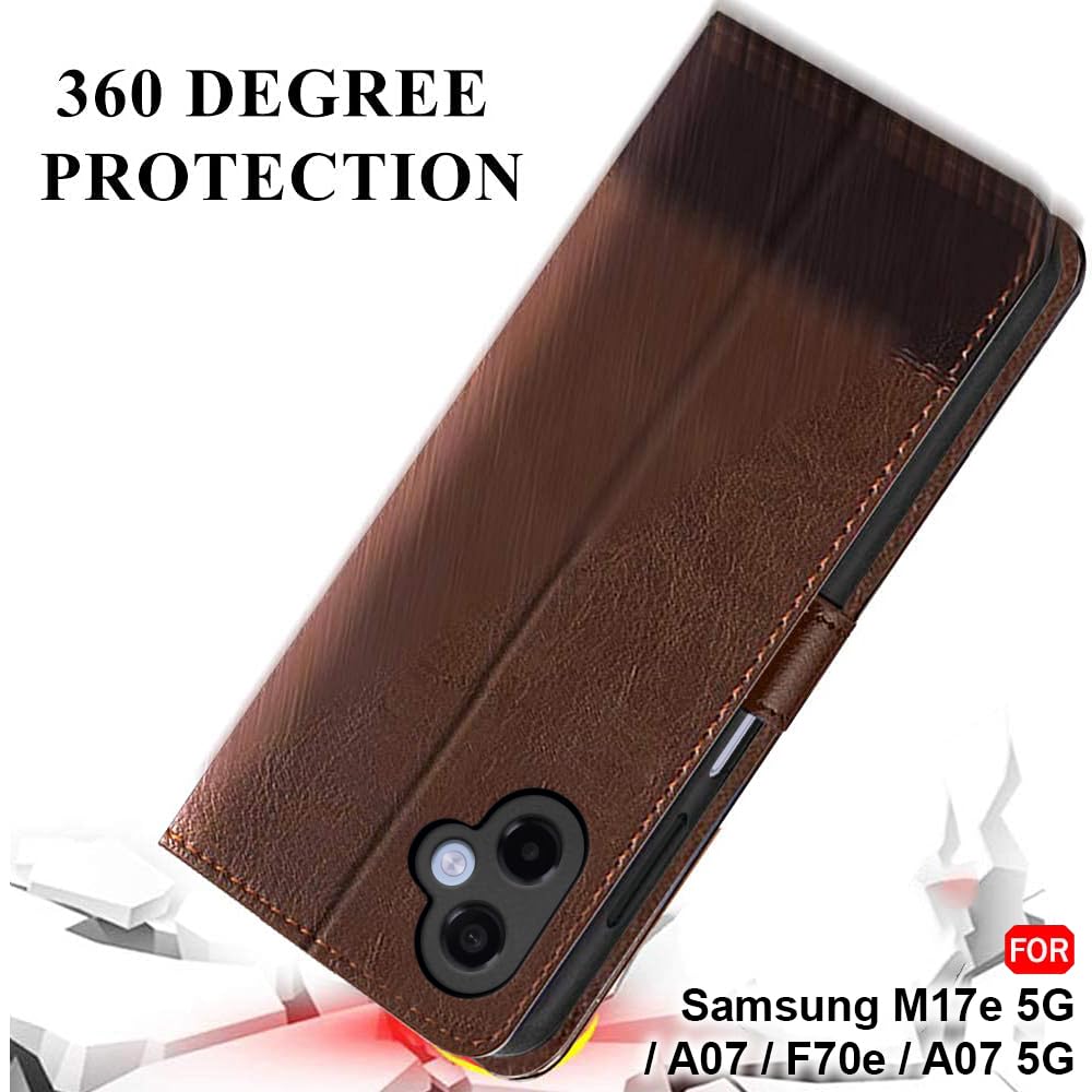 TheGiftKart Flip Back Cover Case for Samsung Galaxy M17e 5G / A07 / F70e / A07 5G | Dual-Color Leather Finish | Inbuilt Stand & Pockets | Wallet Style Flip Cover Case (Faux Leather, Brown & Coffee) — Amazon image 8