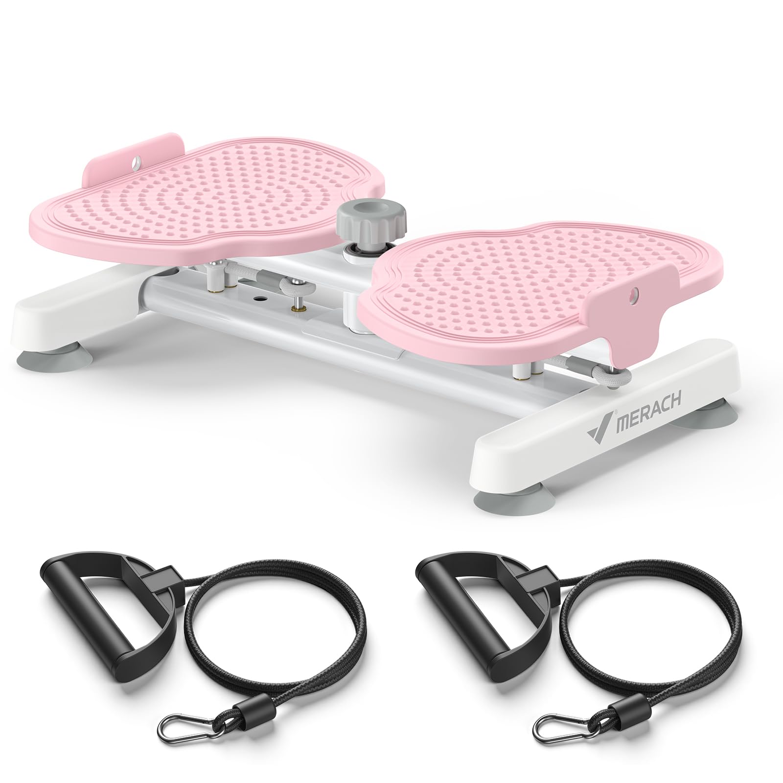 MERACH Waist Twister Board, Ab Twister Board for Women With 2 Resistance Ropes for Slim Waist and Core Ab Exercise, Max 136KG, Noiseless Home Gym Exercise Equipment - Pink