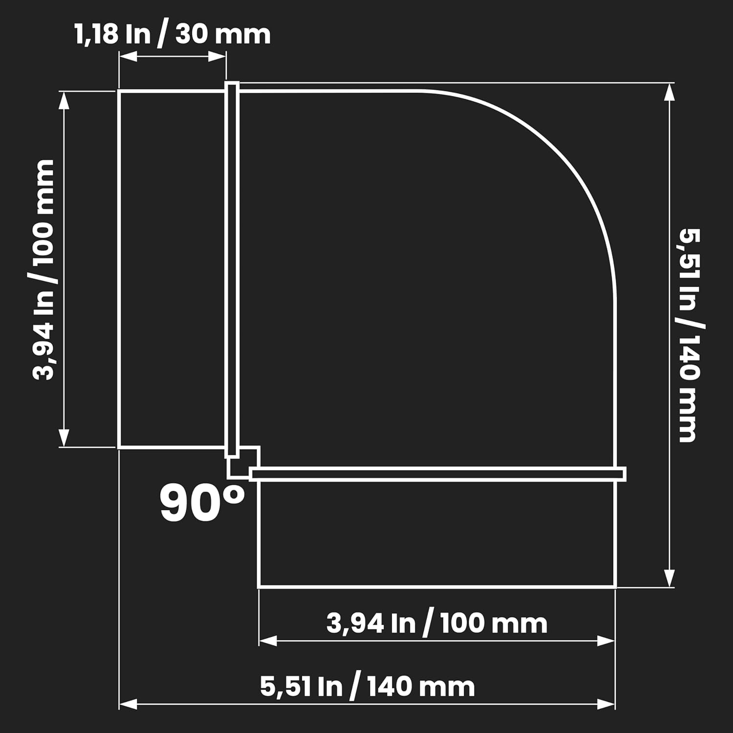 Repa Market Pack of 2 90 Degree 4 Inch Duct Elbow Pipe Connector - Round Flexible, Rigid PVC Pipe, Tube Ventilation System Adapter - Plastic HVAC Duct Fittings, Dryer Elbow, Ducting Joint
