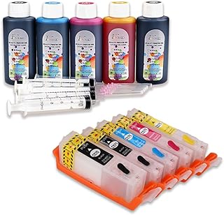 Fink Refillable Ink Cartridge and 5x100ml Ink Refill Kits Compatible for Canon PGI-270XL CLI-271XL,Work with PIXMA MG5720 MG5721 MG5722 MG6820 MG6821 MG6822 MG7720 TS9020 TS8020 TS6020 TS5020