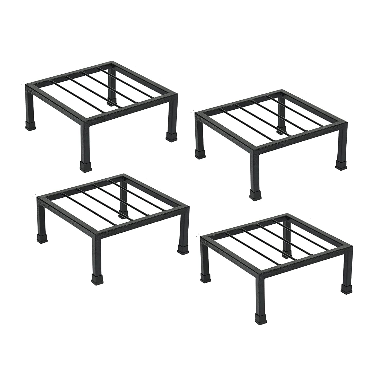 Bharat International Industry Metal Planters Square Shape Thick and Strong Leg |Black Stand Stylish Gamla Planters Perfect Stand for Planter Indoor and Outdoor (Set of 4)