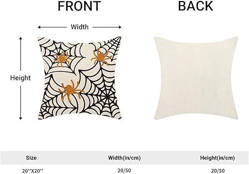 Miniatura 2 de Juego de 2 fundas de almohada de tela de araña de 20 x 20 pulgadas, fundas decorativas de Halloween para almohada de granja para exteriores,