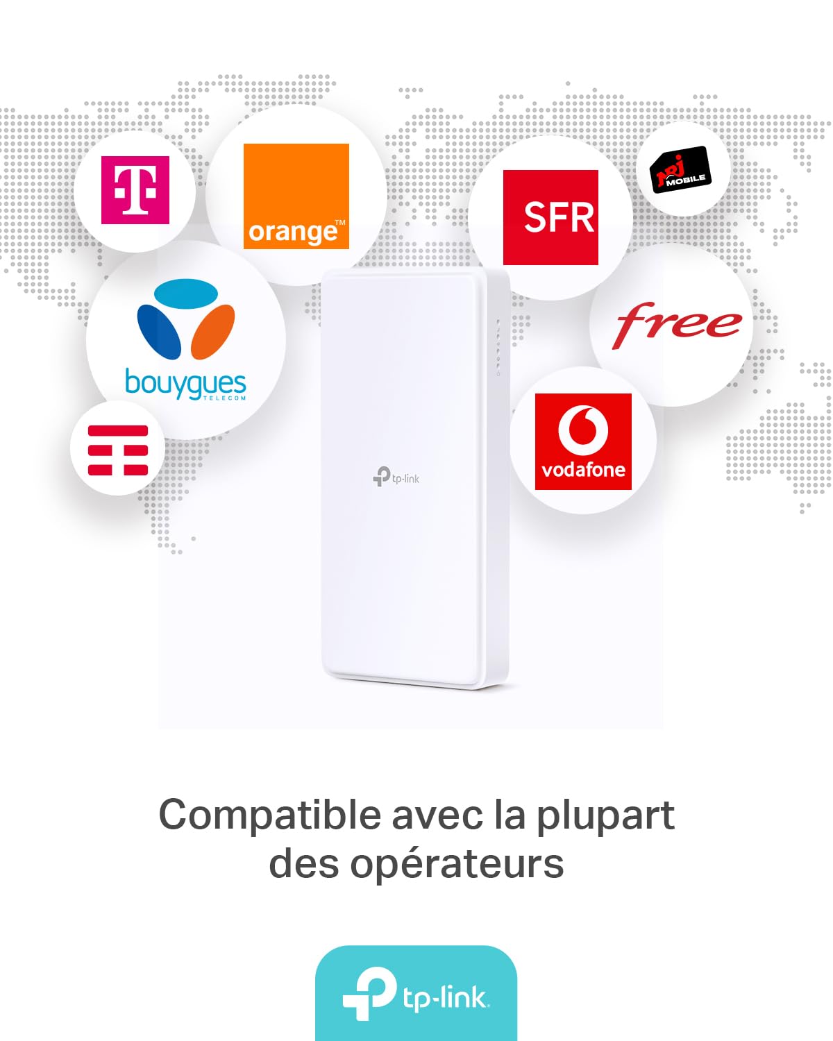 TP-Link Archer NX500-Outdoor Router 5G avec SIM d'extérieur, WiFi 6 AX3000Mbps Dual Band, 5G jusqu'à 4,67 Gbps, connecte 200+ appareils, Port 2,5 GE, PoE passif/802.3af/at, IP66, Montage Facile