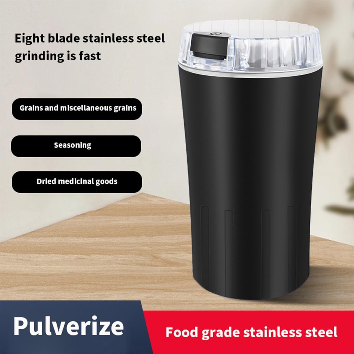 Household Superfine Grinder - Multi-Grain Blending & Powdering Machine, One-Touch Start, 30S Rapid Grinding, Electric Cereal Coffee Grinder with 8-Blade Steel Cutter (2*Blue)