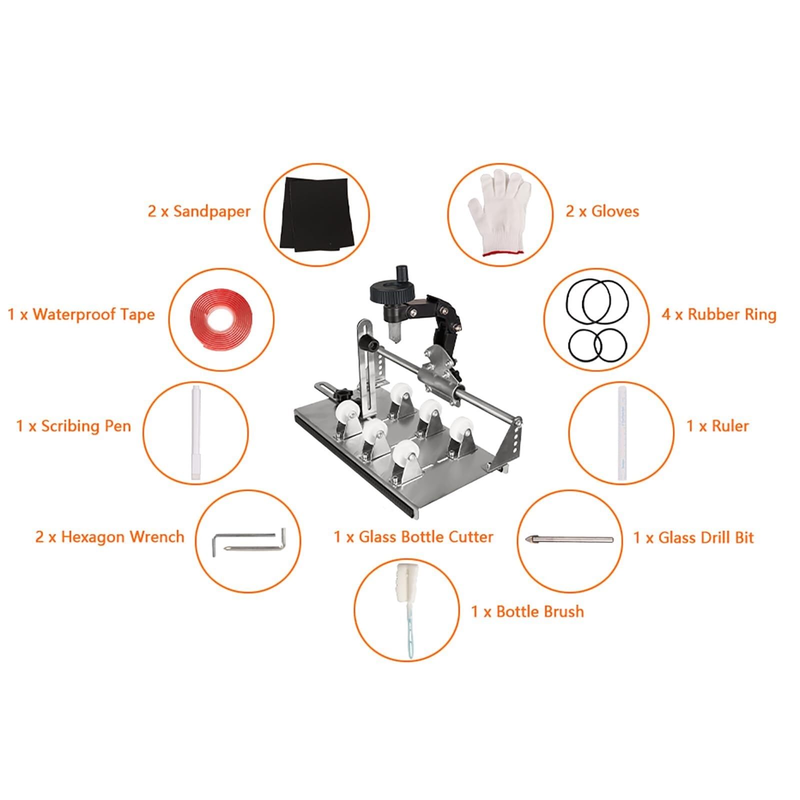 Coupe-Bouteille en Verre amélioré pour Toutes Les Formes, kit de Coupe-Verre Multifonctionnel avec Accessoires complets, adapté à la bière, au Whisky, au vin et au Champagne