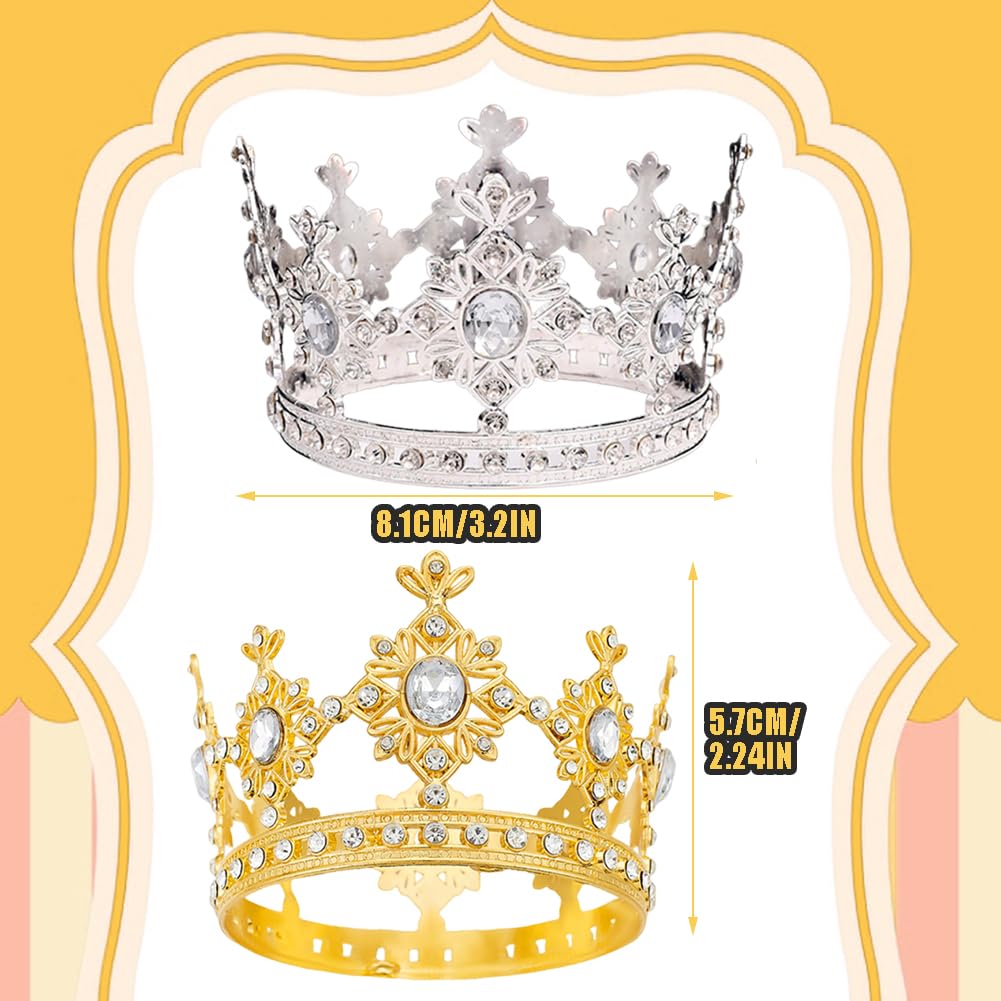 2 Strass-Kronen Als Cake Topper – Gold/silber, 8,1x5,7 Cm, Für Geburtstag & Hochzeitskuchen