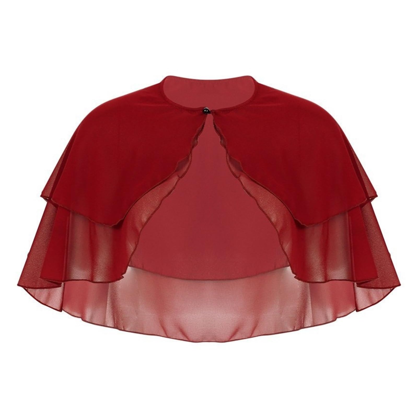 Boléro en Mousseline Châle de mariée en Mousseline Soie, Cape, Veste, boléro, Accessoires Mariage, soirée, Bal, châle(Wine Red)