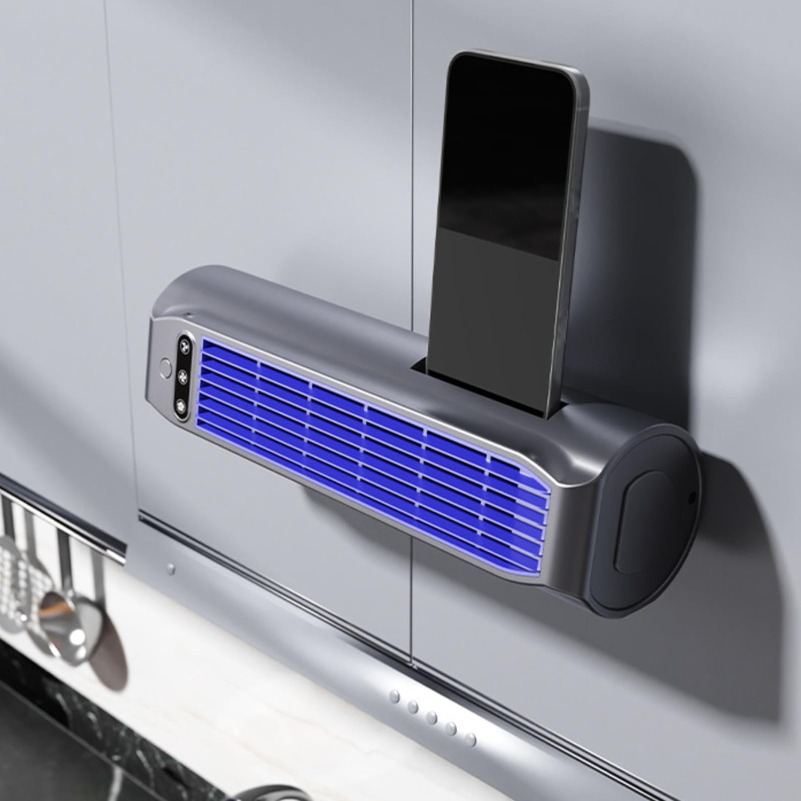 Ventilatore da Tavolo Senza Pale, Ventilatore a Torre Ricaricabile Tramite USB con Supporto Portatile, Supporto a Parete E Supporto per Telefono per L, Grigio