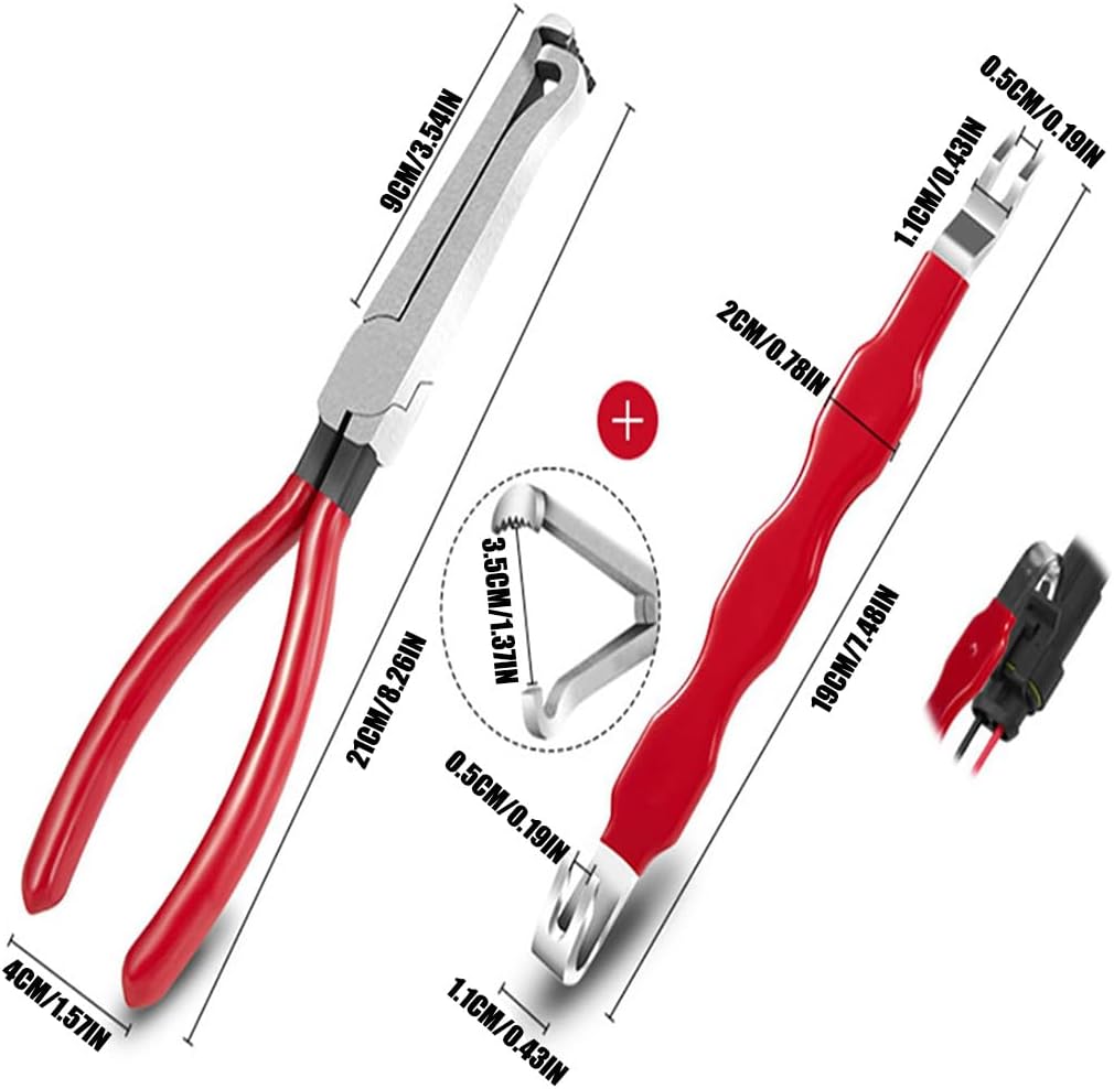 Electrical Disconnect Pliers 37960 and Connector Separator 13120 for Cars, Automotive Terminal Plug Removal Tool Kit Disconnect Tool, Electrical Pliers Terminal Removal Tool Plug Remover (red)