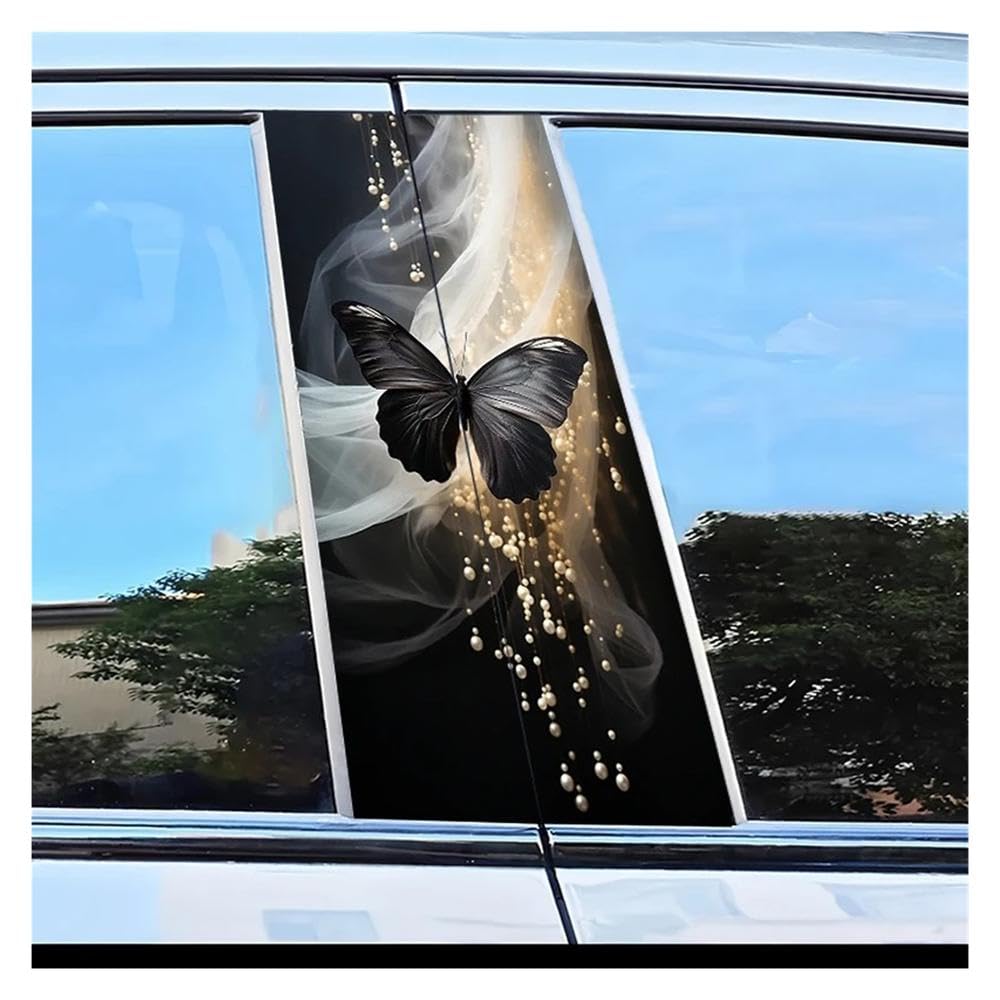 Car Parts 2pcs Car Door Pillar Decoration Sticker Butterfly Scratch Protection