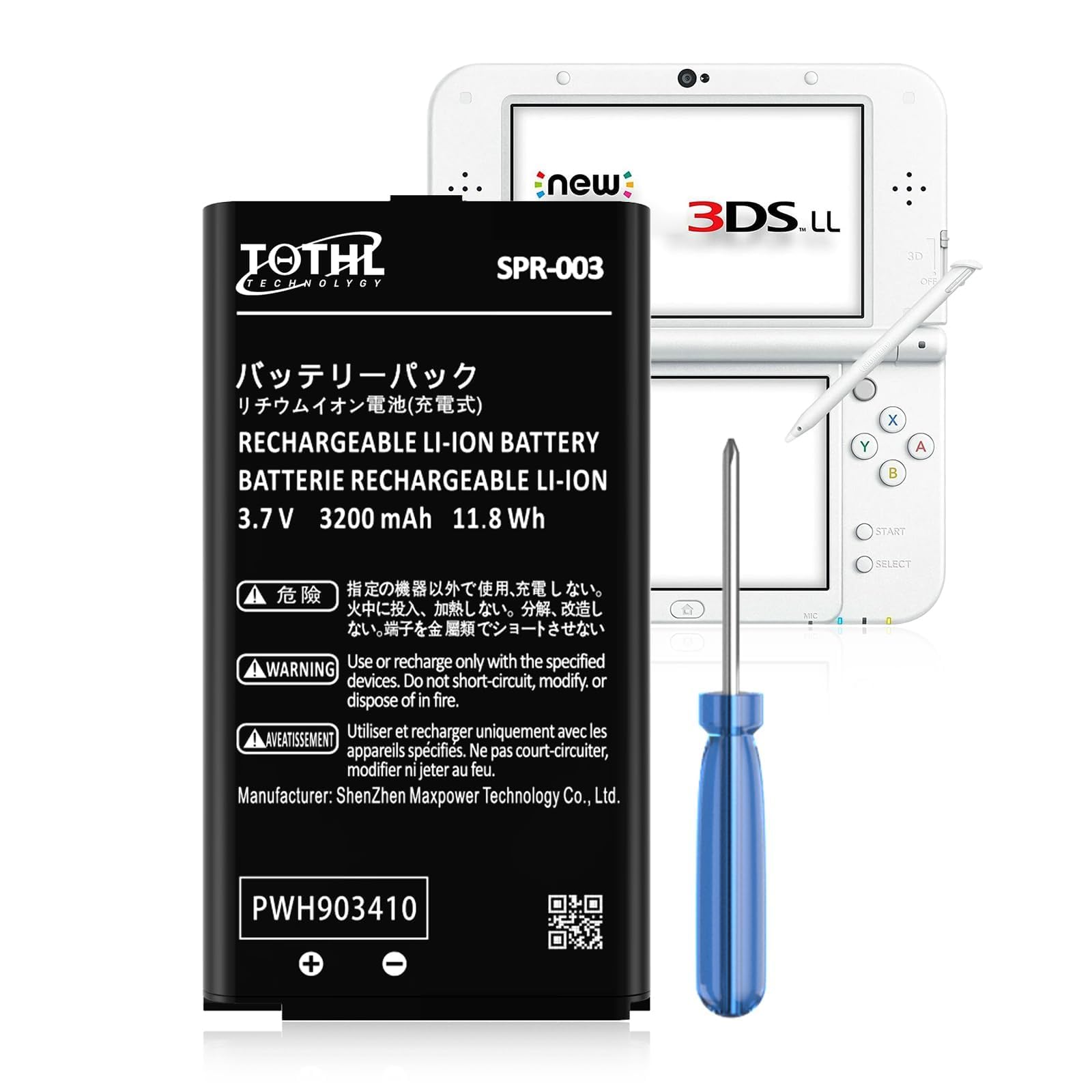 1-Pack SPR-003 Battery, 2026 New Upgraded (3200mAh) Ultra High Capacity Li-ion Battery Replacement for Nintendo 3DS XL/New 3DS XL/3DS LL/Game Console, Switch Game Console, with Screwdriver