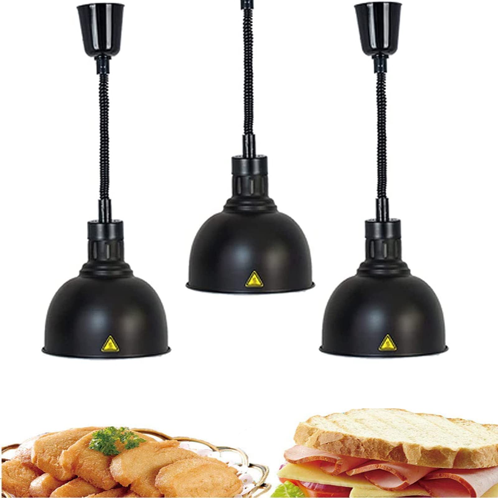 Lámpara de calor ajustable para alimentos, lámpara retráctil para calentar alimentos, lámpara colgante de 3 piezas, calentador de alimentos comercial, servidor de buffet, equipo de restaurante buffet