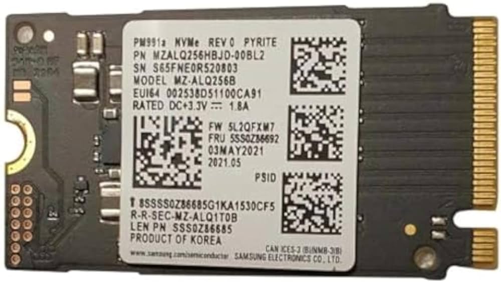 拡張カード PM991a NVMe 256GB SSD Samsung PM991A/PM991 128GB 256G Internal SSD PCIe 3.0x4 NVMe