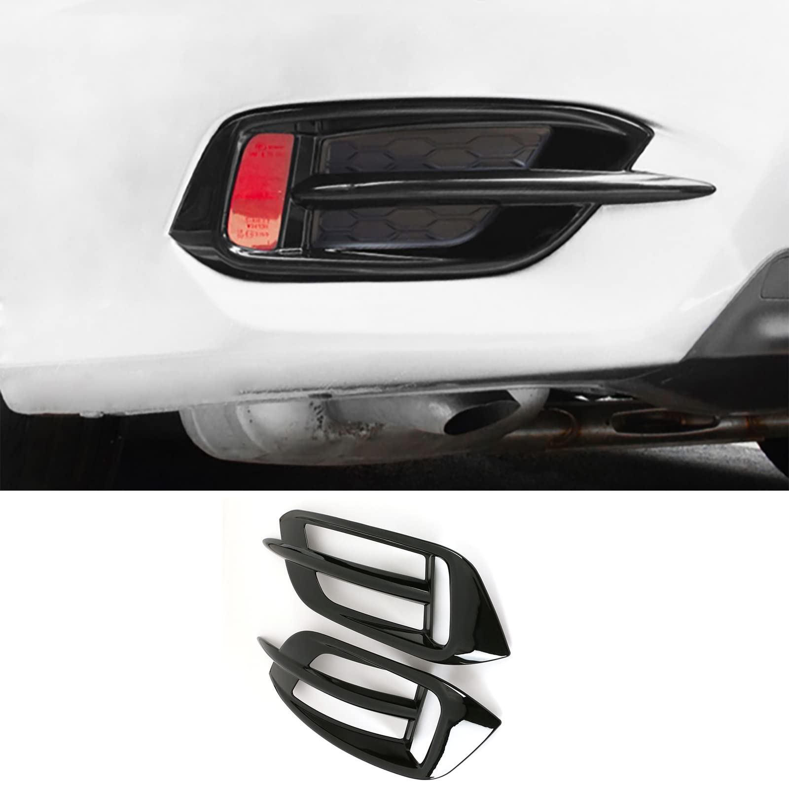 KELEIMAI Car Accessories Fit for Honda Civic 10th Gen 2016-2021 Rear Bumper Reflector Fog Bezel Cover Trim (Black) ABS 2PCS