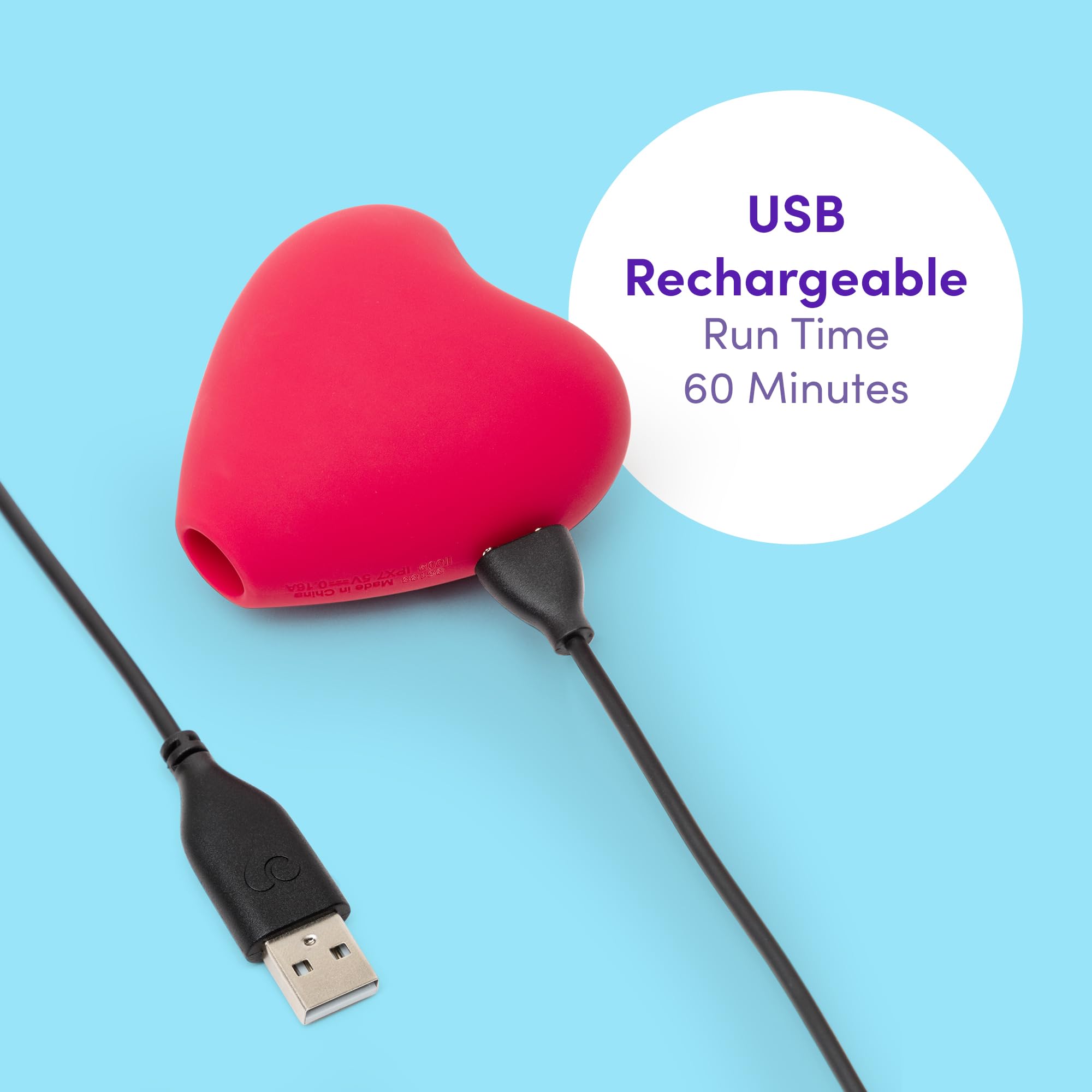 Lovehoney Heart Clitoral Sucking Toy - Clit Stimulator with 10 Suction Speeds and Patterns - Waterproof Sucker Vibrator - Silicone Vibrating Adult Sex Toys for Women - Rechargeable - Red