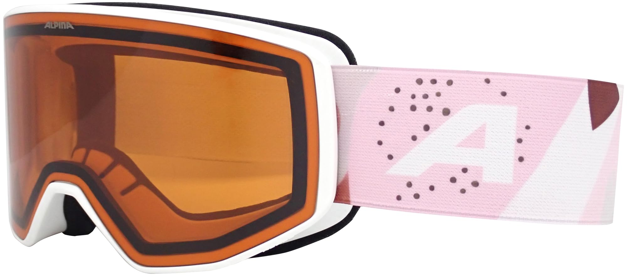 ALPINA Venet - Maschera da sci di alta qualità per uomo e donna, vestibilità ottimale, ideale per chi porta gli occhiali, Anti-Fog, circolazione dell’aria efficace, white-rose matt