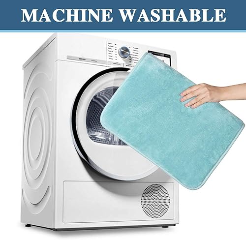 Miniatura 7 de Juego de 2 tapetes de baño antideslizantes de espuma viscoelástica, absorbentes, muy acogedoras y de franela