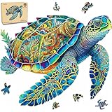 MYS Aurora FSC Certified Wooden Puzzles, Sea Turtle Jigsaw Puzzles 500 Pieces, 5MM Unique Shaped Wooden Puzzle for Adults and Kids, Family Game 16.9 x 20.7 Inch