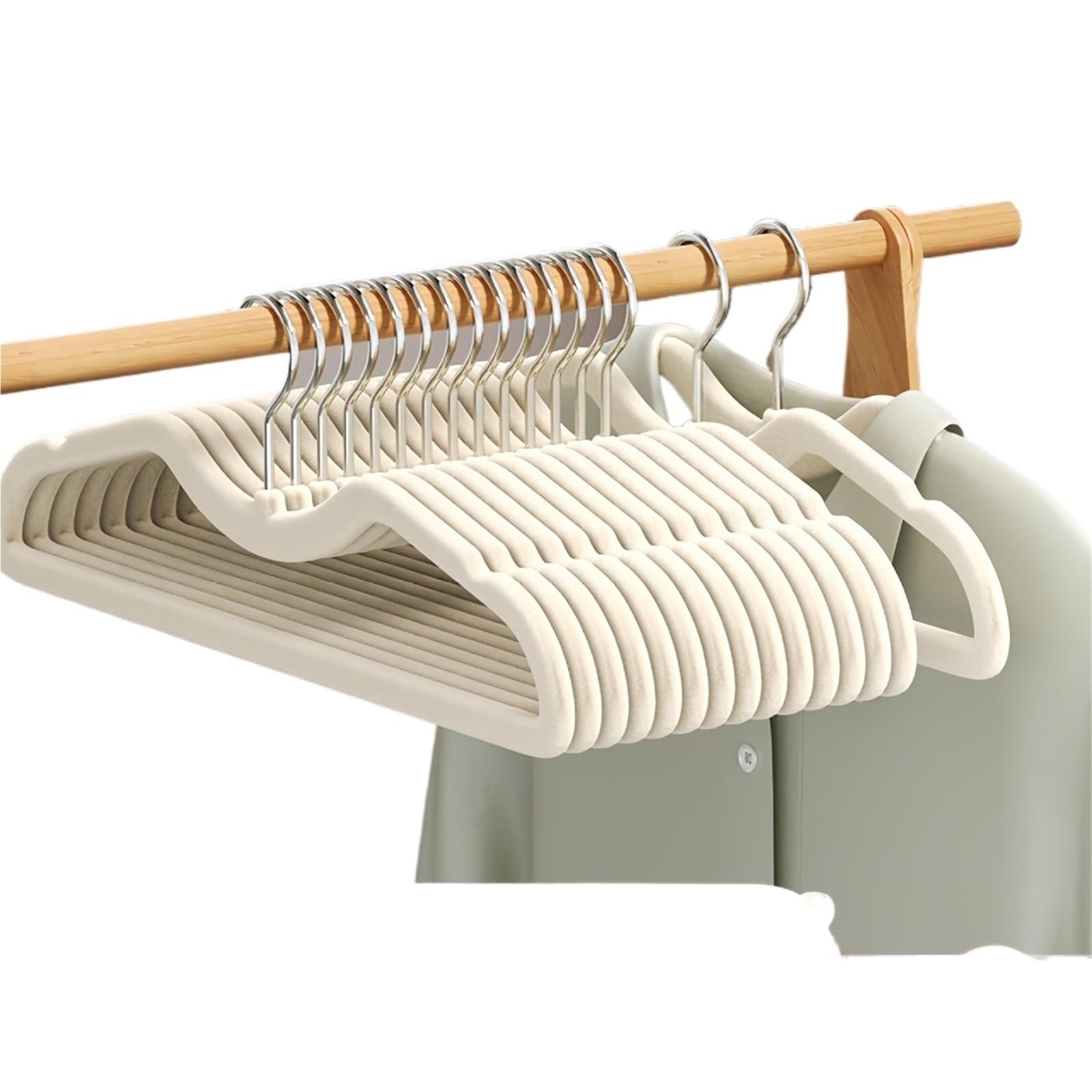Duexioly Off-White Velvet Hangers Flocking Hanger With Short Neck Non-Slip Traceless Anti-Shoulder Angle Narrow Home Wardrobe Space Saving For Storage(,20Pcs)