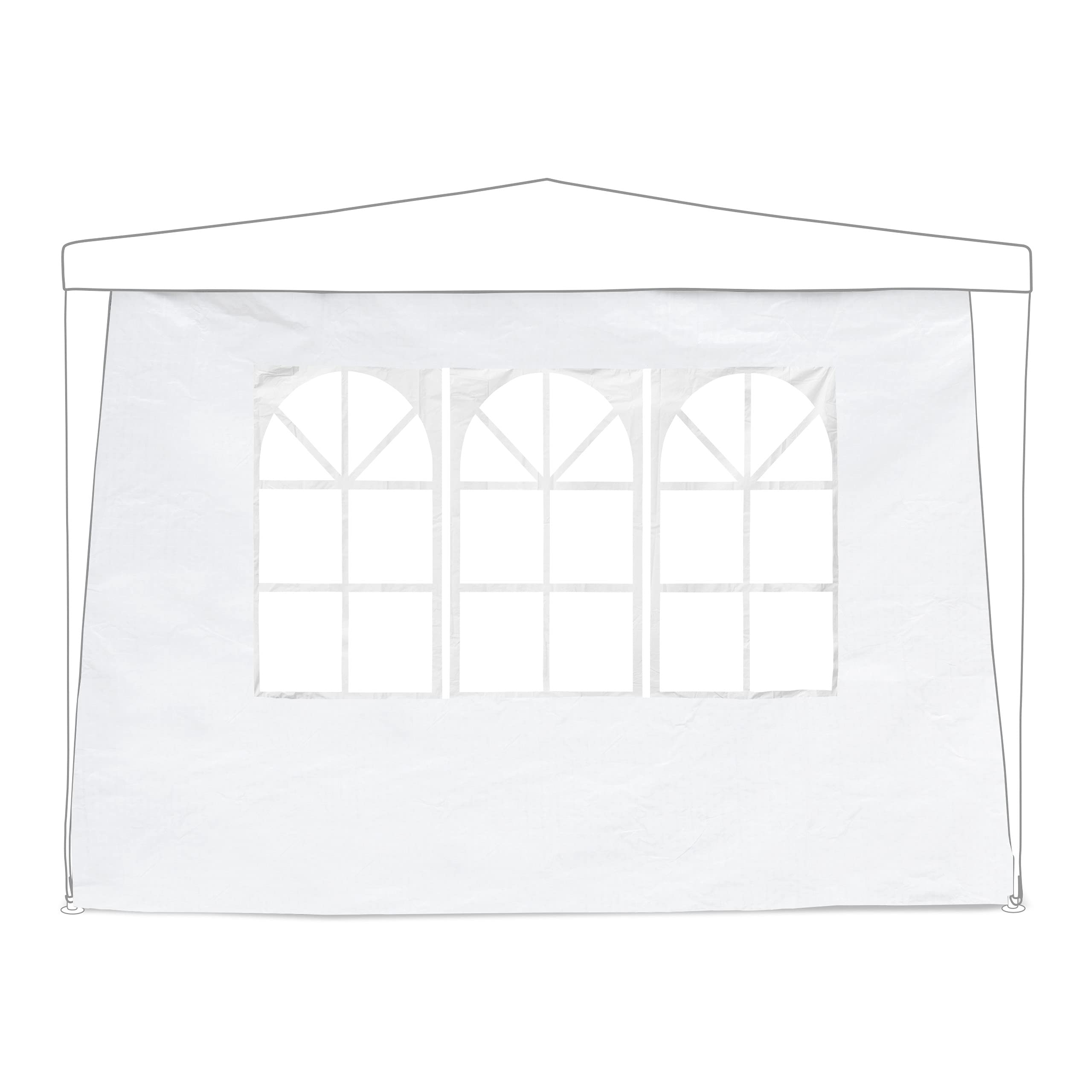 Relaxdays Tende per Gazebo Laterali, Set da 4, Telo Impermeabile in PVC, Pareti 3x2 m, 3 con Finestre, Parasole, Bianco