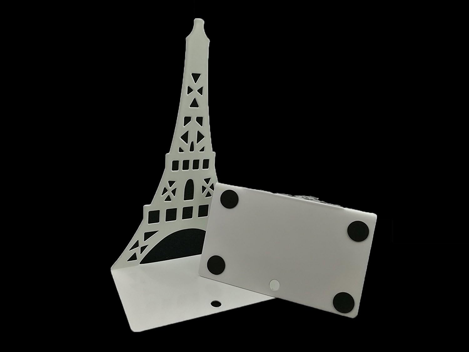 Winterworm Stylish Modern Paris Eiffel Tower Metal Decorative Bookend Book End Book Organizer for Library School Office Home Desk Study Gift(White)