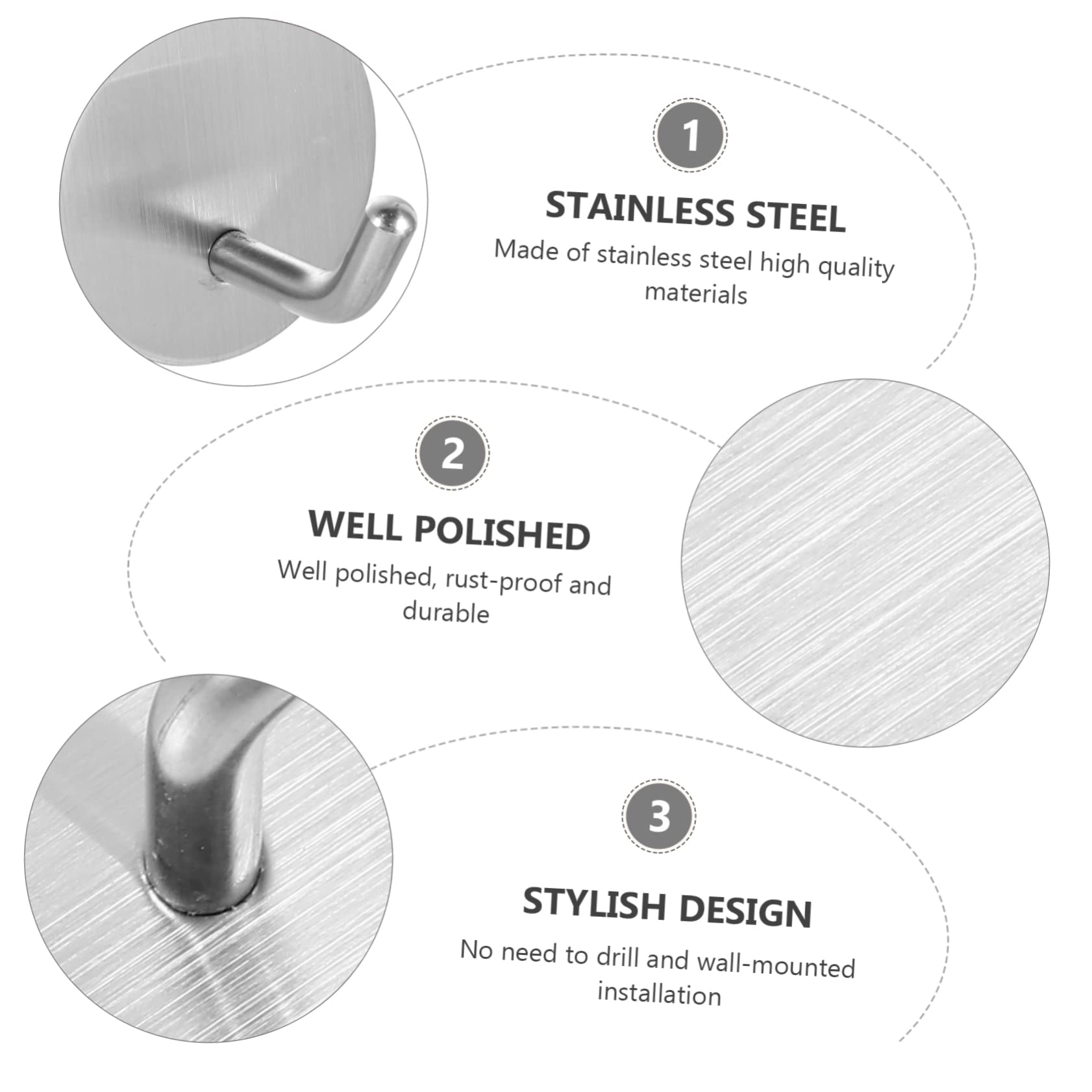 DOITOOL 12pezzi Ganci Adesivi Acciaio Inossidabile Da Impermeabili e Resistenti Per Appendere Asciugamani e Accesorii Cucina e Bagno