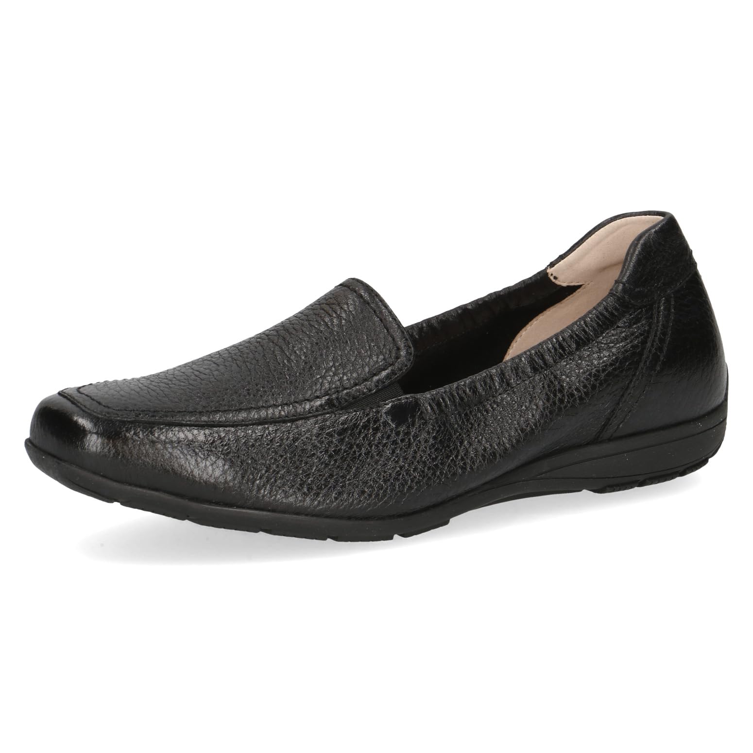CAPRICE Women's leather loafers Elegant, Black (Black Deer), 4 UK