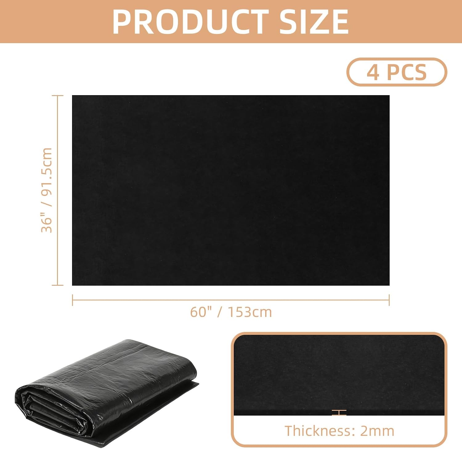 4 Pack 60 x 36 Inch Oil Spill Mat for Garage