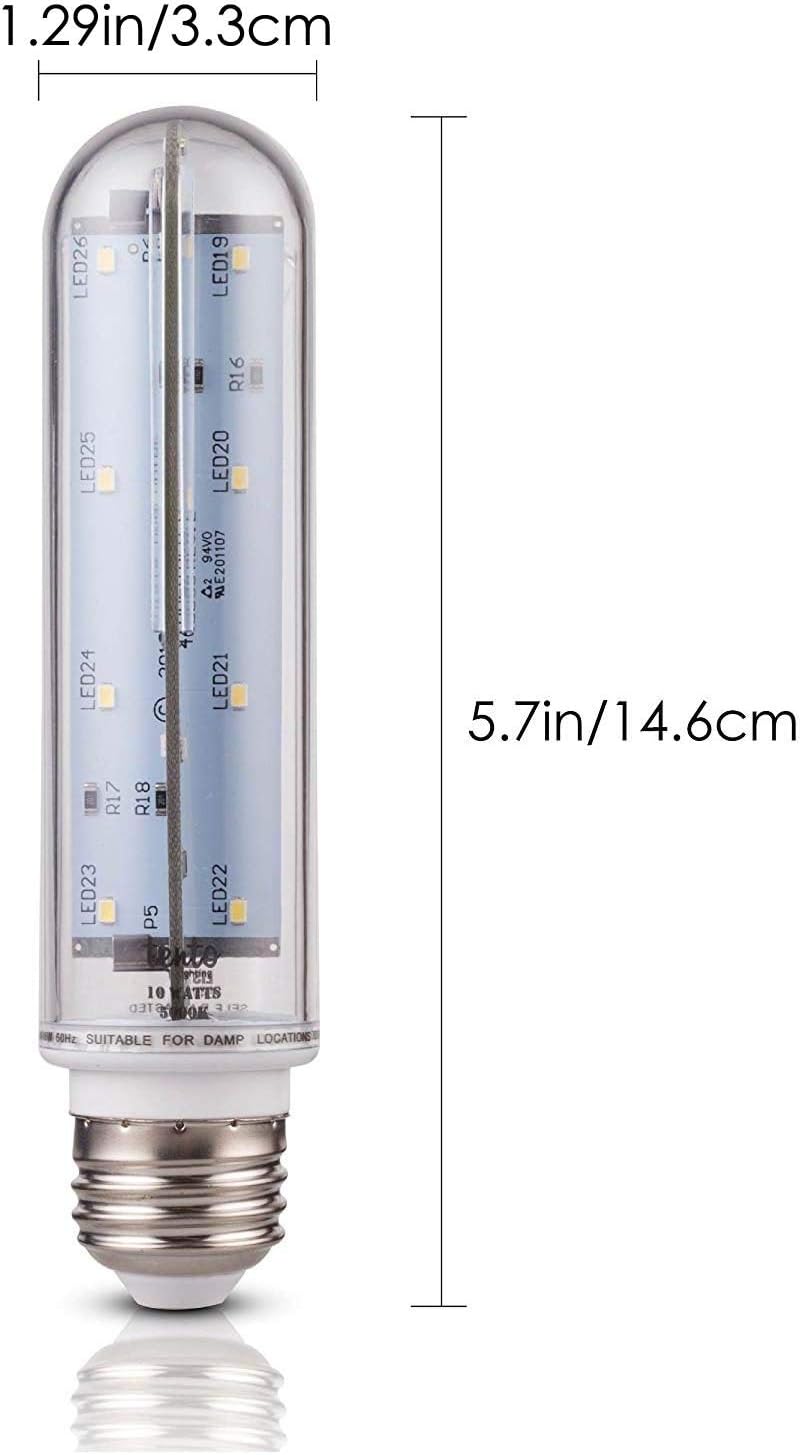 tento Lighting T10 LED Bulb 60W Clear Tubular, E26 Medium Base, Sub Zero Fridge and Freezer Lightbulb Replacement Aquarium UL Listed Energy Star Piano Long E26 Refrigerator Bulb (5000k)