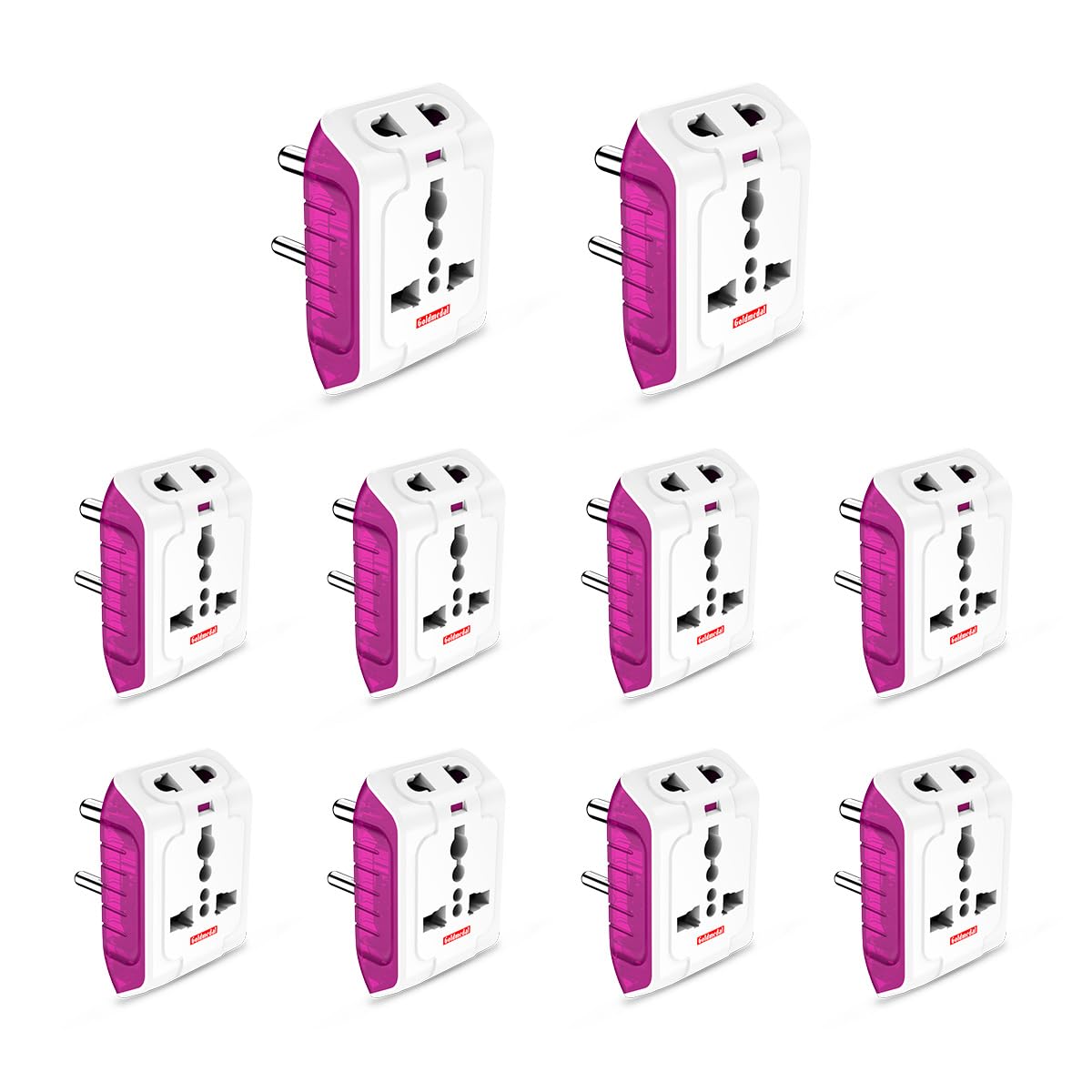 Goldmedal Spice 3-Pin 240V Universal Travel Adaptor with LED Indicator (White) - Pack of 10, Compatible with Worldwide Plugs-picture-28
