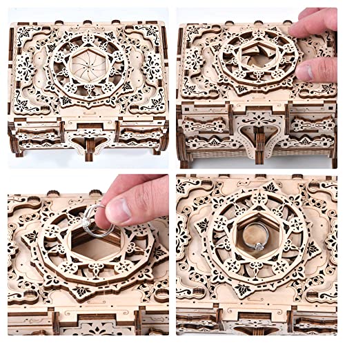 Varbertos 3D Wooden Puzzle Mechanical Treasure Box, Wood Creative Assembly Model Building Kits to Build for Adults and Teens, DIY Wooden Puzzle Hobbies Projects Gift for Women and Kids - Image 4