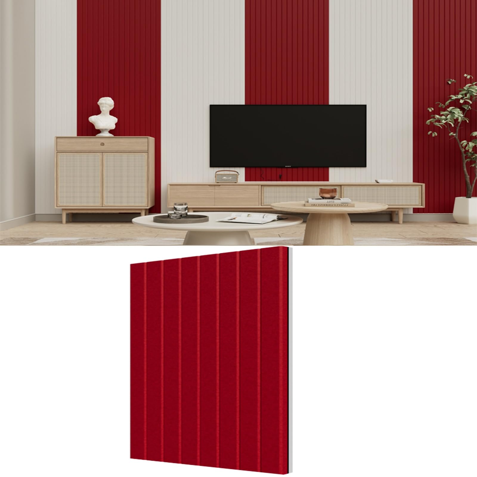 Pannelli Insonorizzante 50 x 50 CM, Pannelli Fonoassorbenti Decorativi, Insonorizzazione Stanza Bass Trap Alta Densità per Studio Recording Gaming Ufficio Pareti, 4 Pezzi(Rosso)